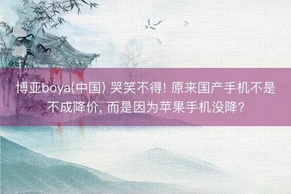 博亚boya(中国) 哭笑不得! 原来国产手机不是不成降价， 而是因为苹果手机没降?