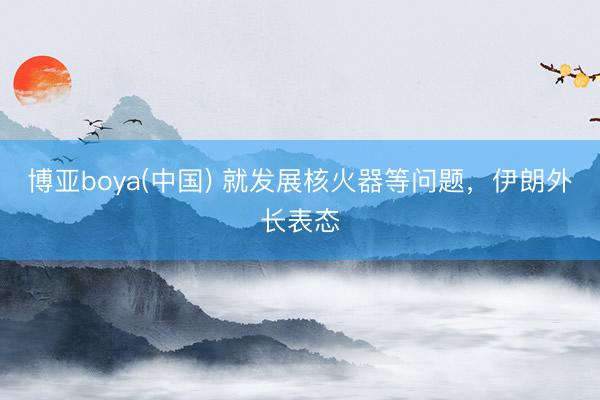 博亚boya(中国) 就发展核火器等问题，伊朗外长表态