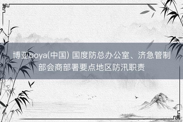 博亚boya(中国) 国度防总办公室、济急管制部会商部署要点地区防汛职责