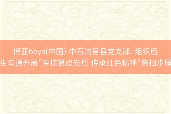 博亚boya(中国) 中石油莒县党支部: 组织后生勾通开展“牵挂篡改先烈 传承红色精神”祭扫步履