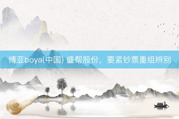 博亚boya(中国) 盛帮股份，要紧钞票重组辨别
