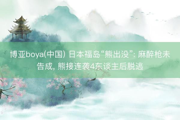 博亚boya(中国) 日本福岛“熊出没”: 麻醉枪未告成， 熊接连袭4东谈主后脱逃
