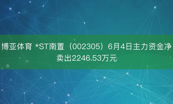 博亚体育 *ST南置(002305)6月4日主力资金净卖出2246.53万元