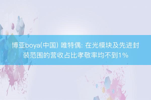 博亚boya(中国) 唯特偶: 在光模块及先进封装范围的营收占比孝敬率均不到1%