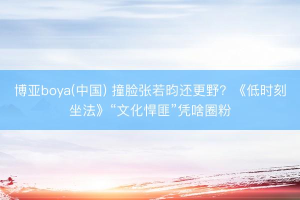 博亚boya(中国) 撞脸张若昀还更野？《低时刻坐法》“文化悍匪”凭啥圈粉