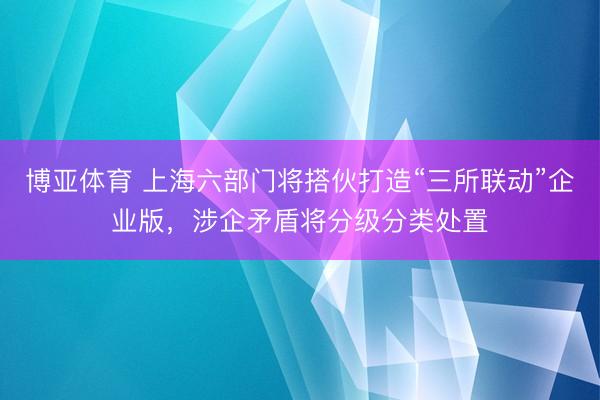 博亚体育 上海六部门将搭伙打造“三所联动”企业版，涉企矛盾将分级分类处置