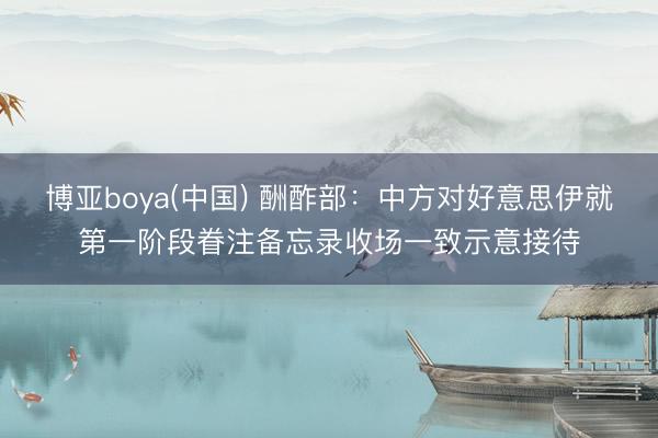 博亚boya(中国) 酬酢部:中方对好意思伊就第一阶段眷注备忘录收场一致示意接待