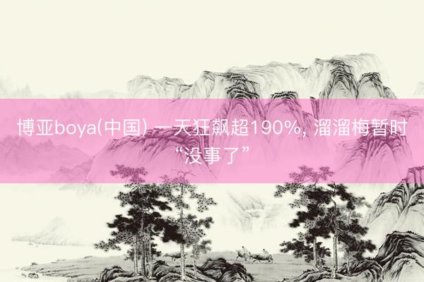 博亚boya(中国) 一天狂飙超190%， 溜溜梅暂时“没事了”