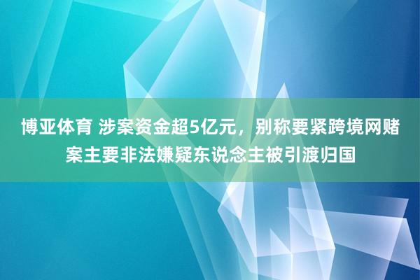 博亚体育 涉案资金超5亿元，别称要紧跨境网赌案主要非法嫌疑东说念主被引渡归国