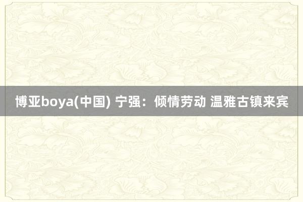 博亚boya(中国) 宁强：倾情劳动 温雅古镇来宾